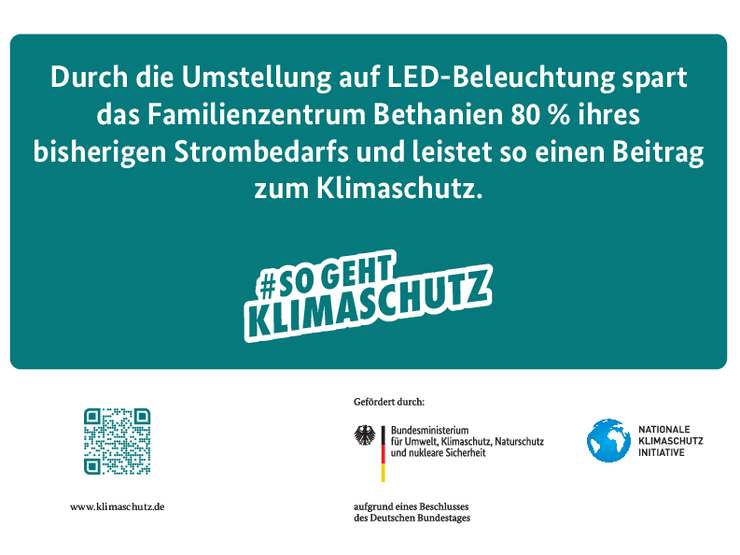 Plakat der Förderung und der 80%igen Energieeinsparung